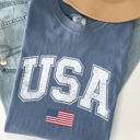 XXL Blue Jean USA Flag Collegiate Varsity Olympics Patriotic Independence Day Fourth Of July America Comfort Colors Tee
