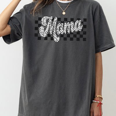 Checkered Mama Dalmatian Dots Polka Dots Retro Vintage Mother Comfort Colors Tee
