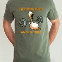  Everything Hurts And I'm Tired Meme Duck Gym Life Exercise Lifting Comfort Colors Tee