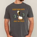 XXL Pepper Dark Gray Everything Hurts And I'm Tired Meme Duck Gym Life Exercise Lifting Comfort Colors Tee