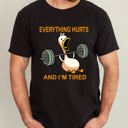 Small Black Everything Hurts And I'm Tired Meme Duck Gym Life Exercise Lifting Comfort Colors Tee