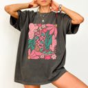 Large Pepper Dark Gray Boho Floral Cowboy Boots Colorful Summer Western Country Floral Edition Comfort Colors Tee