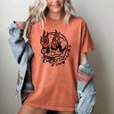 Large Yam Everything's Fine Skeleton Fire Halloween Meme Graphic Illustration Edition Comfort Colors Tee
