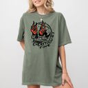 XL Moss Dark Green Everything's Fine Skeleton Fire Halloween Meme Graphic Illustration Edition Comfort Colors Tee