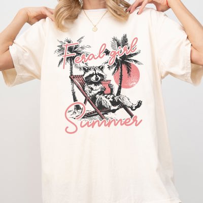 Feral Girl Summer Raccoon Beach Vacation Meme Hot Girl Summer Comfort Colors Tee