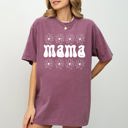 Medium Berry Red Mama Daisy 70s Retro Floral Garden Motif Inspired By Vintage Motherhood Style Statement Comfort Colors Tee