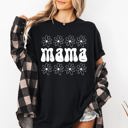 Small Black Mama Daisy 70s Retro Floral Garden Motif Inspired By Vintage Motherhood Style Statement Comfort Colors Tee