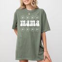 Small Moss Dark Green Mama Daisy 70s Retro Floral Garden Motif Inspired By Vintage Motherhood Style Statement Comfort Colors Tee