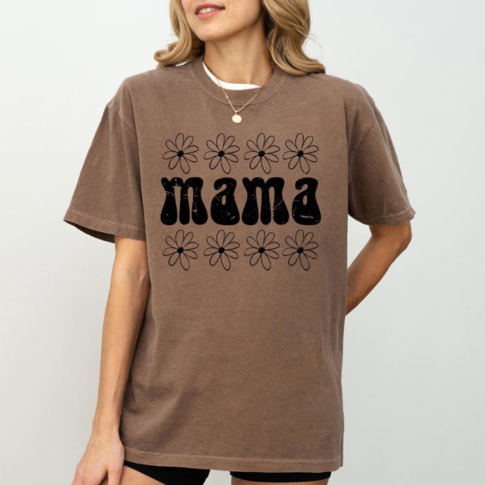 Mama Daisy 70s Retro Floral Garden Motif Inspired By Vintage Motherhood Style Statement Comfort Colors Tee