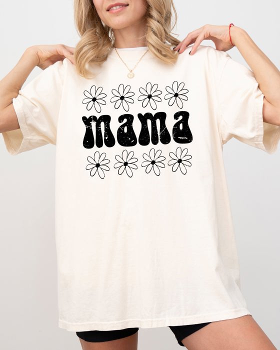 Mama Daisy 70s Retro Floral Garden Motif Inspired By Vintage Motherhood Style Statement Comfort Colors Tee