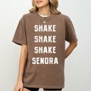 Large Espresso Brown Shake Senora Jump In The Line Belafonte Halloween Skeleton Witch Comfort Colors Tee