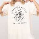 XXL Ivory Cream Surviving Purely Out Of Spite Skeleton Bats Halloween Spooky Dancing Comfort Colors Tee