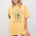Large Mustard Surviving Purely Out Of Spite Skeleton Bats Halloween Spooky Dancing Comfort Colors Tee
