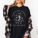 XL Black Surviving Purely Out Of Spite Skeleton Bats Halloween Spooky Dancing Comfort Colors Tee