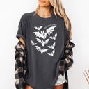 XXL Pepper Dark Gray Bat Shit Crazy Halloween Spooky Witch Bats Haunted Night Sky Silhouette Comfort Colors Tee