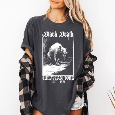 Black Death European Tour Rat Goth Halloween Spooky Vintage Edition Comfort Colors Tee