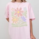 Large Blossom Light Pink Groovy Gorgeous Abstract Flowers Boho Floral Design Summer Vibes Gardening Festival Nature Inspired Comfort Colors Tee