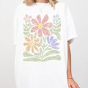 Large White Groovy Gorgeous Abstract Flowers Boho Floral Design Summer Vibes Gardening Festival Nature Inspired Comfort Colors Tee