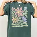 Small Blue Spruce Green Groovy Gorgeous Abstract Flowers Boho Floral Design Summer Vibes Gardening Festival Nature Inspired Comfort Colors Tee