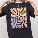 Large Black Lovely Gorgeous Abstract Flowers Boho Floral Design Summer Vibes Comfort Colors Tee