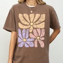 Small Espresso Brown Lovely Gorgeous Abstract Flowers Boho Floral Design Summer Vibes Comfort Colors Tee