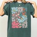 XXL Blue Spruce Green Blossoms Gorgeous Abstract Flowers Boho Floral Design Summer Vibes Gardening Festival Nature Comfort Colors Tee