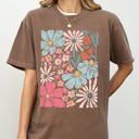Small Espresso Brown Blossoms Gorgeous Abstract Flowers Boho Floral Design Summer Vibes Gardening Festival Nature Comfort Colors Tee