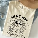 On My Way To Brighten Your Day Sunshine Summer Vibes Positivity Mental Health Comfort Colors Tee