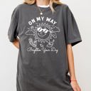 Medium Pepper Dark Gray On My Way To Brighten Your Day Sunshine Summer Vibes Positivity Mental Health Comfort Colors Tee