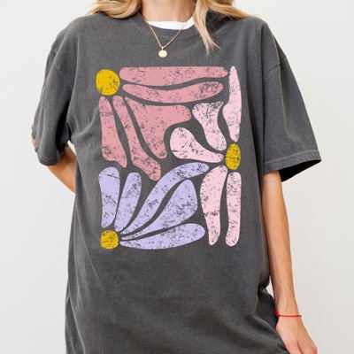 Pastel Gorgeous Abstract Flowers Boho Floral Design Summer Vibes Gardening Festival Nature Comfort Colors Tee