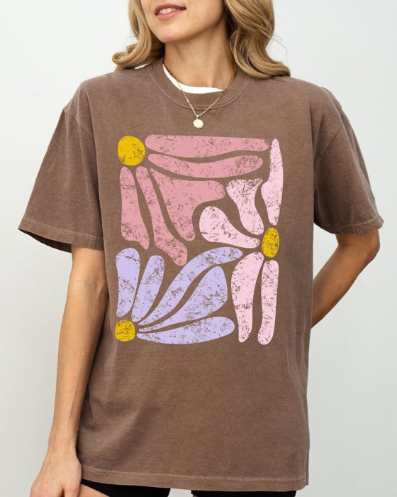 Pastel Gorgeous Abstract Flowers Boho Floral Design Summer Vibes Gardening Festival Nature Comfort Colors Tee