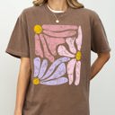 Large Espresso Brown Pastel Gorgeous Abstract Flowers Boho Floral Design Summer Vibes Gardening Festival Nature Comfort Colors Tee