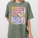 Small Moss Dark Green Pastel Gorgeous Abstract Flowers Boho Floral Design Summer Vibes Gardening Festival Nature Comfort Colors Tee