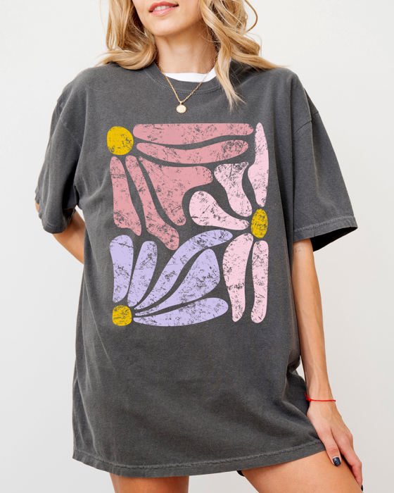 Pastel Gorgeous Abstract Flowers Boho Floral Design Summer Vibes Gardening Festival Nature Comfort Colors Tee