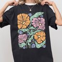 Large Black Soft Gorgeous Abstract Boho Floral Summer Vibes Gardening Festival Nature Comfort Colors Tee