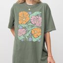 XL Moss Dark Green Soft Gorgeous Abstract Boho Floral Summer Vibes Gardening Festival Nature Comfort Colors Tee
