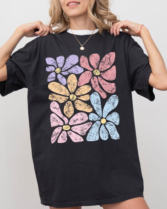 Striking Abstract Flowers Boho Floral Design With Summer Vibes Nature Gardening Festival Comfort Colors Tee