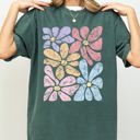 XXL Blue Spruce Green Striking Abstract Flowers Boho Floral Design With Summer Vibes Nature Gardening Festival Comfort Colors Tee