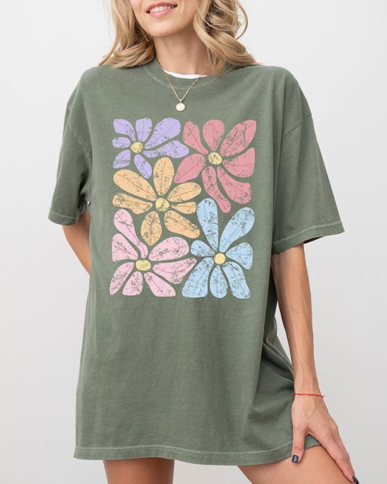 Striking Abstract Flowers Boho Floral Design With Summer Vibes Nature Gardening Festival Comfort Colors Tee