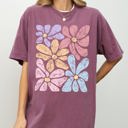 Medium Berry Red Striking Abstract Flowers Boho Floral Design With Summer Vibes Nature Gardening Festival Comfort Colors Tee