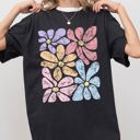 Medium Black Striking Abstract Flowers Boho Floral Design With Summer Vibes Nature Gardening Festival Comfort Colors Tee