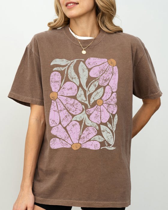 Summery Gorgeous Abstract Flowers Boho Floral Design Summer Vibes Gardening Festival Nature Comfort Colors Tee