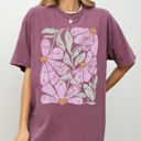Medium Berry Red Summery Gorgeous Abstract Flowers Boho Floral Design Summer Vibes Gardening Festival Nature Comfort Colors Tee