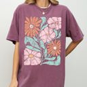 Large Berry Red Bohemian Gorgeous Abstract Flowers Boho Floral Design Summer Vibes Gardening Festival Nature Comfort Colors Tee
