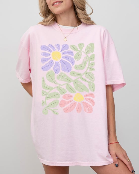 Vintage Gorgeous Abstract Flowers Boho Floral Design Inspired By Nature And Summer Festivals Comfort Colors Tee