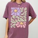 Small Berry Red Vintage Gorgeous Abstract Flowers Boho Floral Design Inspired By Nature And Summer Festivals Comfort Colors Tee