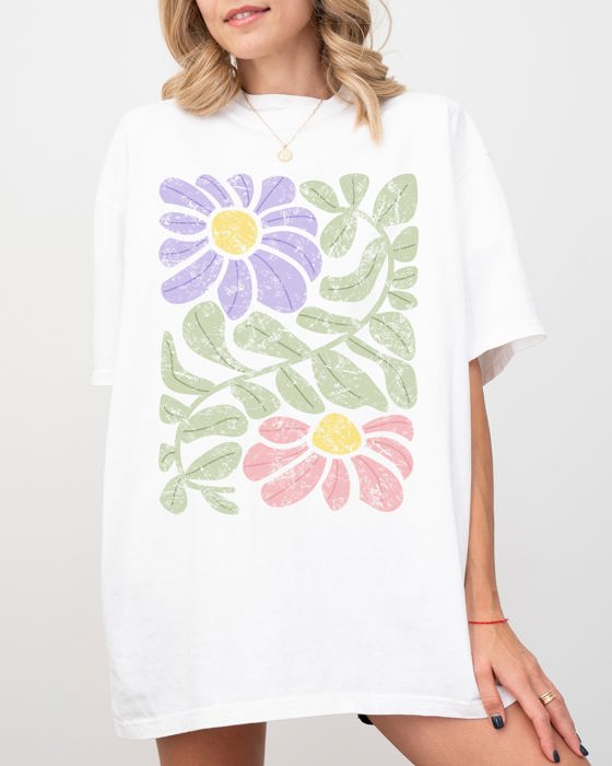 Vintage Gorgeous Abstract Flowers Boho Floral Design Inspired By Nature And Summer Festivals Comfort Colors Tee