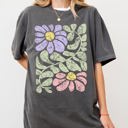 XL Pepper Dark Gray Vintage Gorgeous Abstract Flowers Boho Floral Design Inspired By Nature And Summer Festivals Comfort Colors Tee