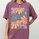 Large Berry Red Chic Gorgeous Abstract Flowers Boho Floral Design Summer Vibes Gardening Festival Nature Comfort Colors Tee