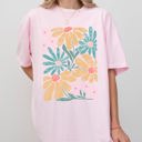 Medium Blossom Light Pink Chic Gorgeous Abstract Flowers Boho Floral Design Summer Vibes Gardening Festival Nature Comfort Colors Tee